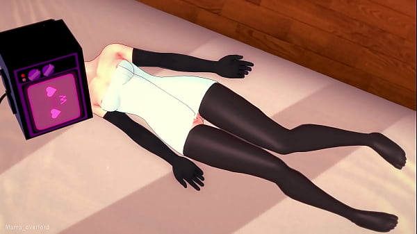 Tv woman quiere jugar con una gran polla, esta mojada y solo viste una toalla (Versión hentai)